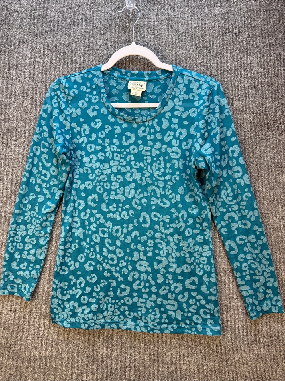 Ariat Teal Leopard Burnout Long Sleeve Tee Size Medium